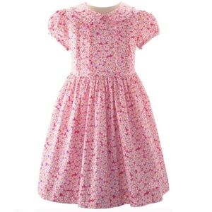 Rachel Riley Pink Daisy Floral Print Frill Short Sleeve Dress Girls Size 8Y